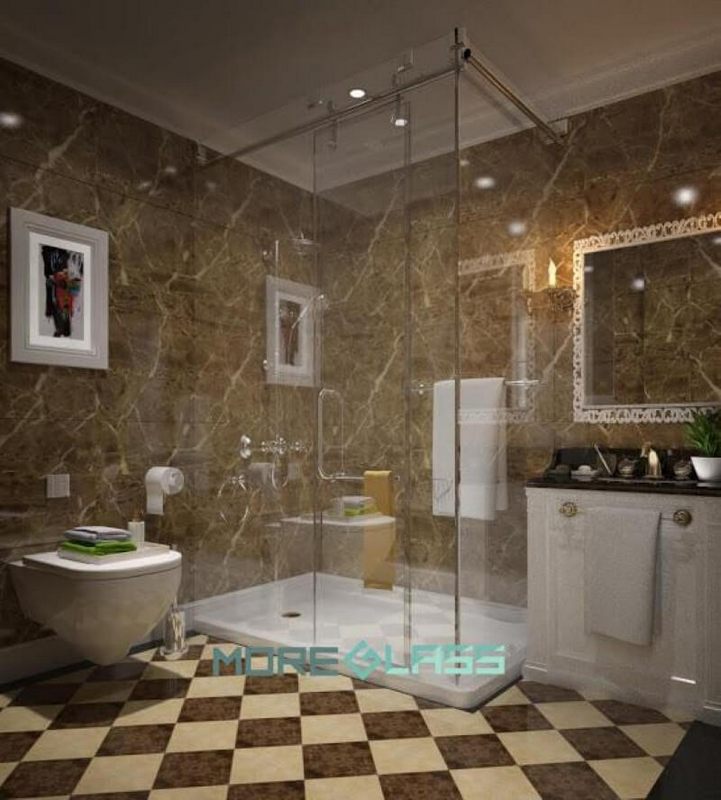 Thi công vách kính phòng tắm đứng cửa lùa cao cấp cho biệt thự, nhà phố.