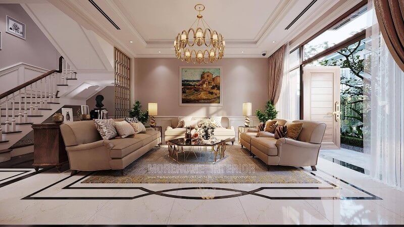 Trang trí nội thất phòng khách đẹp sang trọng tại Hà Nội
