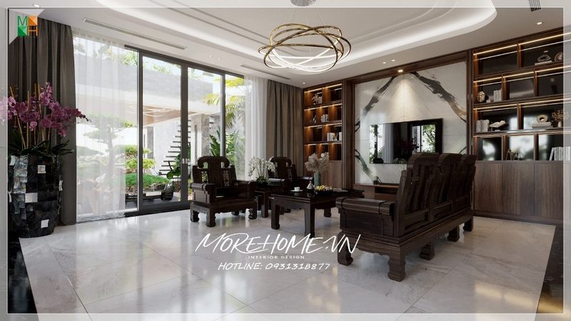 Trang trí phòng khách nội thất sử dụng hiện đại tiện nghi, tôn lên vẻ đẹp ấn tượng nổi bật thẩm mỹ cao cho không gian