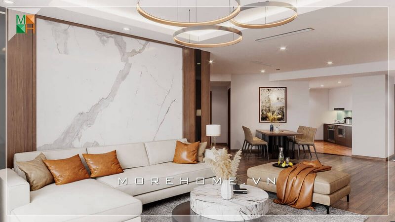 Thiết kế không gian phòng khách liền phòng ăn đẹp, hiện đại, đẳng cấp cho chung cư